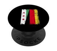 Siria Germania Mezza bandiera Siriana Patrimonio Tedesco PopSockets PopGrip Adesivo