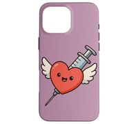 Siringa a forma di cuore Kawaii divertente per infermiera umorismo flebotomista Custodia per iPhone 16 Pro Max