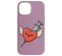 Siringa a forma di cuore Kawaii divertente per infermiera umorismo flebotomista Custodia per iPhone 14