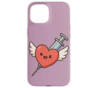Siringa a forma di cuore Kawaii divertente per infermiera umorismo flebotomista Custodia per iPhone 15