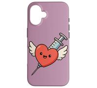 Siringa a forma di cuore Kawaii divertente per infermiera umorismo flebotomista Custodia per iPhone 16