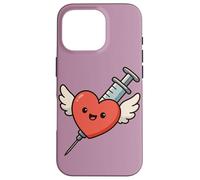 Siringa a forma di cuore Kawaii divertente per infermiera umorismo flebotomista Custodia per iPhone 16 Pro