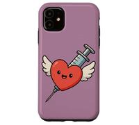 Siringa a forma di cuore Kawaii divertente per infermiera umorismo flebotomista Custodia per iPhone 11