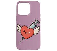Siringa a forma di cuore Kawaii divertente per infermiera umorismo flebotomista Custodia per iPhone 15 Pro Max