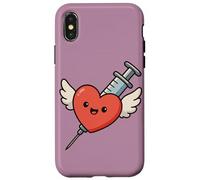 Siringa a forma di cuore Kawaii divertente per infermiera umorismo flebotomista Custodia per iPhone X/XS