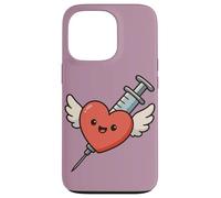 Siringa a forma di cuore Kawaii divertente per infermiera umorismo flebotomista Custodia per iPhone 13 Pro