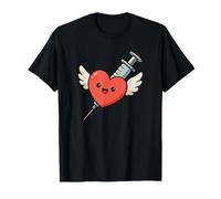 Siringa a Forma di Cuore Kawaii Divertente per Infermiera Umorismo flebotomista Maglietta