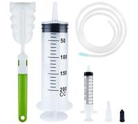 Siringa Grande 200ml+10ml, Riutilizzabili Siringhe Sterili in Plastica con Cateteri e spazzole, Confezionato Singolarmente Olio Siringa per Laboratori Alimentazione Animali Domestici Lrrigazione