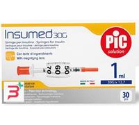 SIRINGA INSULINA PIC INSUMED 1 ML 100 UI AGO GAUGE 30 12,7 MM SENZA SPAZIO MORTO 30 PEZZI