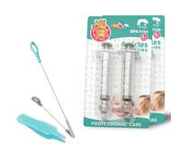 Siringa nasale per bambini, 4 pezzi, con strumenti di pulizia, in silicone sicuro, per la pulizia del naso, per neonati/bambini (trasparente, 4 pezzi)