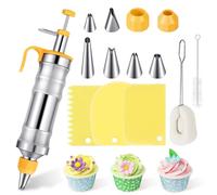 Siringa Per Dolci, Beccucci per Pasticceria Kit 14 Pezzi, Sostituto per Sac a Poche Professionali, Saccapoche Professionale, Kit Pasticceria per Decorazione Torte, 6 Beccucci, 3 Raschietti per Torte