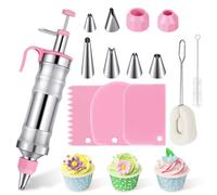 Siringa Per Dolci, Beccucci per Pasticceria Kit 14 Pezzi, Sostituto per Sac a Poche Professionali, Saccapoche Professionale, Kit Pasticceria per Decorazione Torte, 6 Beccucci, 3 Raschietti per Torte