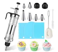 Siringa Per Dolci, Beccucci per Pasticceria Kit 14 Pezzi, Sostituto per Sac a Poche Professionali, Saccapoche Professionale, Kit Pasticceria per Decorazione Torte, 6 Beccucci, 3 Raschietti per Torte