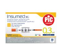 Siringa per insulina pic insumed 0,3 ml 100 ui spazio zero ago 31 gauge 8 mm 3 sacchetti da 10 pezzi
