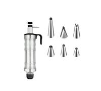 Siringa Per Pasticceria In Acciaio Inox Cookie Press Set Stainless Steel Icing Decoration Press Kit With 6 Icing Tips For Home DIY Biscuit Maker Decorazione Di Torte