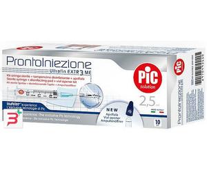 SIRINGA PIC SOLUTION PRONTO INIEZIONE 2,5 ML AGO GAUGE 23 1 1/4 10 PEZZI