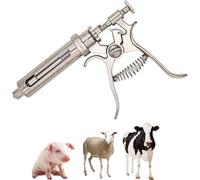 Siringa Regolabile in Acciaio Inossidabile, Siringa del Bestiame Agricola, Pistola Iniettore di Animali, Strumento Veterinario A Siringa Riutilizzabile, per Il Bestiame di Maiale di Capra,10 Ml