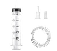 Siringhe di plastica,Siringa Senza Ago,250ml Siringa Gigante con Tubo,Siringa Aspira Liquidi per Oliare o Incollare,Siringa Grande,Laboratorio, Alimentazione per Animali Domestici, Industria