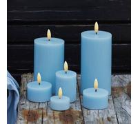 Sirius Candela LED Sille, blu, altezza 10 cm, cera, funzionamento a batteria 80312