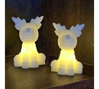 Sirius Figura decorativa LED Naja, bianca, altezza 9 cm, set da 2, cera Batteria Sirius