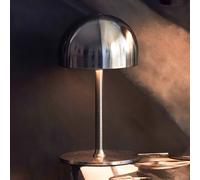 Sirius lampada da tavolo LED ricaricabile Tim, color nichel, altezza 22 cm, IP54 Sirius