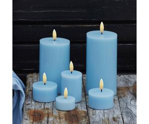 Sirius Lumino da tè LED Sille, blu, cera, set da 2, funzionamento a batteria 80340