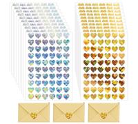 SIRLOMU 1200 Pezzi Cuore Glitterato Etichette Cuore Autoadesive San Valentino, Pasqua, Matrimonio, Sacchetti Regalo, Artigianato Fai da Te, Decorazione Sigillo Busta (Oro e Argento)
