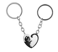 SIRLOMU 2 PCS Portachiavi Portachiavi Portachiavi Acciaio Inossidabile Puzzle Gatto Portachiavi Regalo di Amicizia per Uomini e Donne