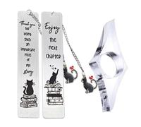 SIRLOMU 2-teiliges Lesezeichen in Metall con Catena, Anhänger con Gatto, Personalizzato, per Amanti dei Libri, Accessorio per Libri, Regali per Lettori, per Giovani Scrittori