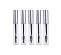 SIRLOMU 5 Pezzi Mascara Ricaricabile Flacone Vuoto con Pennello e Contenitore, Trasparente Imbuto, Portatile per Mascara Ricarica Olio di Ricino (10ml) (Argento)