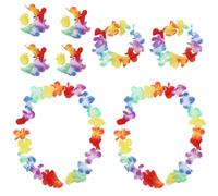 SIRLOMU Collana 2 set (4 pezzi ciascuno), Hawaiana Decorazioni, Hula, Multicolori Fiori Ghirlande feste tropicali, bar notturni e vacanze in spiaggia, accessori, vivaci, adatto per bambini e adulti