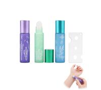 SIRLOMU Flaconi Roll-On Set da 3 Pezzi, Mix Colori con Stampa, Mini Profumi Bomboniere, Riempibili per Oli Essenziali, Antifuga per Viaggio e Applicazione Zero Sprechi