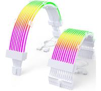 Sirlyr Set di cavi RGB 12 VHPWR, cavo di estensione ARGB PSU di striscia LED morbida include scheda madre a 24 pin, cavi di alimentazione GPU a 16 pin, per PC RTX 40 serie 50, maschio a femmina