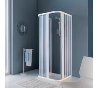 Siro - Box Doccia a 3 Lati 80X80X80 cm con Ante ripiegabili in PVC Bianco