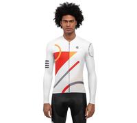 SIROKO - Maglia da Ciclismo a Maniche Lunghe M2 Finish Line - L - Bianco/Arancione Acceso