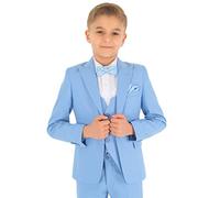 SIRRI Abiti da Sposa Slim Fit per Ragazzi Set Completo Formale da 8 Pezzi con Struttura a Spina di Pesce in Azzurro Cielo Taglia 4 Anni