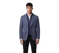 SIRRI Blazer da Uomo Blu Navy in Cotone Testurizzato con Cerniera Frontale e Pettorina, Giacca Elegante Casual Sportiva Petto 56