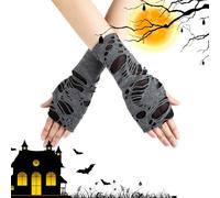 Sirseon Guanti senza dita Goth,Punk Guanti | 1 paio di guanti di Halloween senza dita | Guanti strappati a fessura rotta, accessorio per costume cosplay elasticizzato per donne, uomini, ragazzi,