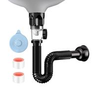 Sirseon Kit di scarico per lavandino del bagno,Kit di tubi di scarico per lavandino del bagno | Tubo P-Trap per scarico lavello anti-intasamento - Tubo di scarico per lavandino estensibile, kit di
