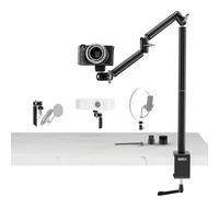 SIRUI 40" Supporto Fotocamera da tavolo con raccio Estensione Telescopico, Camera Desk Mount con doppia 360° testa a sfera, Morsetto a C da Tavolo per Luce Anulare, webcam, telefono, AM-DK01