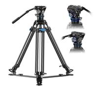 SIRUI 70,1"/178cm Treppiede Rapid-System per Telecamera, SQ75+S5 Treppiede Video in fibra di carbonio con Testa Fluida Idraulica, Smorzamento Continuo, Doppia Modalità Piastra QR, Max. 8 kg/17,6 lbs