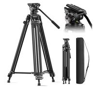 SIRUI 73"/185cm Treppiede con Piastra a Sgancio Rapido a Scatto per Manfrotto, AVT-11 Treppiede Video con Testa Fluida a 360°, Treppiedes Impieghi Gravosi per Videocamera DSLR, Carico Fino a 10kg/22lb