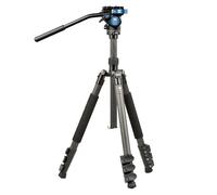 SIRUI ET-1204 Treppiede professionale in fibra di carbonio con testa video fluida VA-5, colonna centrale convertibile, Flip Locks, piastra QR, sezione 4, altezza massima 1400mm, carico utile 3KG