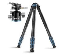 SIRUI Kit Treppiede Professionale in Fibra di Carbonio con Testa a Sfera KS-40, Treppiede da Viaggio 145 cm Senza Colonna Centrale, Testa a Sfera Doppia Panoramica a 360°, Carico 18 kg, per Fotocamere