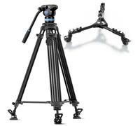 SIRUI Kit Treppiede Video Professionale 190 cm con Testa Fluida e Tripod Dolly Universale con Ruote da 3", Carico 10 kg, Altezza Regolabile, Movimenti Fluidi per DSLR, Mirrorless e Videocamere