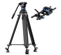 SIRUI Kit Treppiede Video Professionale con Testa Fluida e Piastra Base Universale per Fotocamera, Treppiede da 190 cm Carico 10 kg + Sistema LWS con Aste in Fibra di Carbonio da 15 mm, Sgancio Rapido