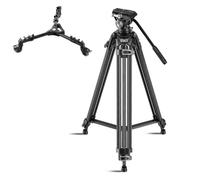 SIRUI Kit Treppiede Video Professionale in Fibra di Carbonio con Testa Fluida e Tripod Dolly Universale, Altezza 85-185 cm, Carico Massimo 15 kg, Sistema QR One-Step, Carrello con Ruote da 3" per DSLR