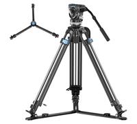 SIRUI SQ75+VHS10 Sistema Treppiede Video Professionale in Fibra di Carbonio con Testa Fluida, Kit Completo con Supporto a Due Gambe SV-FM, Altezza 182cm, Contrappeso a 7 Livelli, Smorzamento Pan/Tilt
