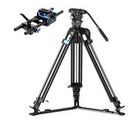 SIRUI SQ75A Treppiede Video Professionale in Alluminio con Testa Fluida S5X, Kit Bundle con Base Plate SC-BPS, Aste Carbonio da 15 mm, Piastra QR Arca, Supporto Obiettivo, Portata 5 kg