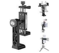 SIRUI Supporto per treppiede in metallo con base per Arca, supporto treppiede a 360° per iPhone con 2 scarpe fredde, porte da 1/4" e 3/8", adattatore morsetto smartphone controllato da manopola